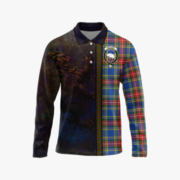 Bethune Tartan Family Crest Long Sleeve Polo Shirt Alba Gu Brath Be Brave Lion Ancient Style
