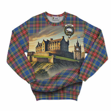 Bethune Tartan Family Crest Sweatshirt with Scottish Ancient Castle Style