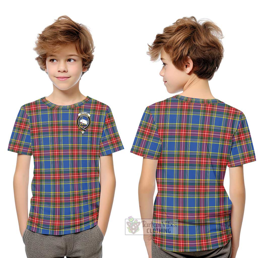 Bethune Tartan Kid T-Shirt with Family Crest Youth XL Size14 - Tartanvibesclothing Shop