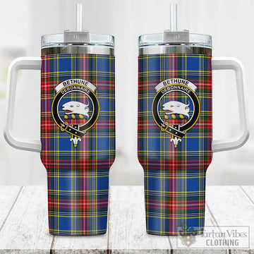 Bethune Tartan and Family Crest Tumbler with Handle