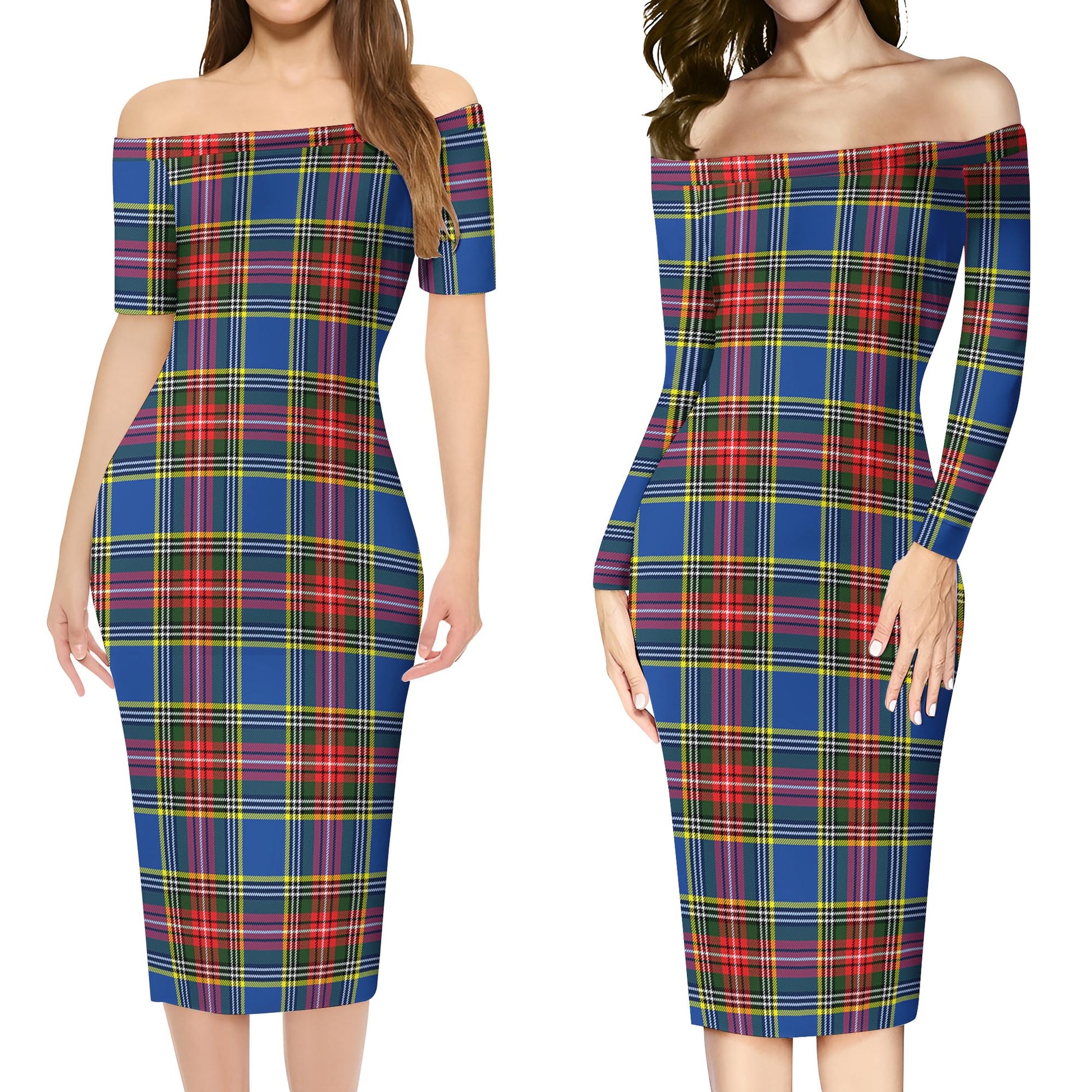 Bethune Tartan Off Shoulder Lady Dress Women's Dress - Tartanvibesclothing