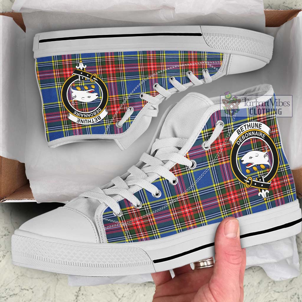 Tartan Vibes Clothing Bethune Tartan High Top Shoes with Family Crest