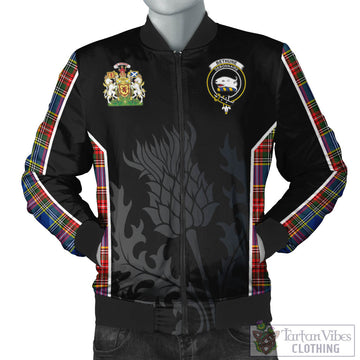 Bethune Tartan Bomber Jacket with Family Crest and Scottish Thistle Vibes Sport Style