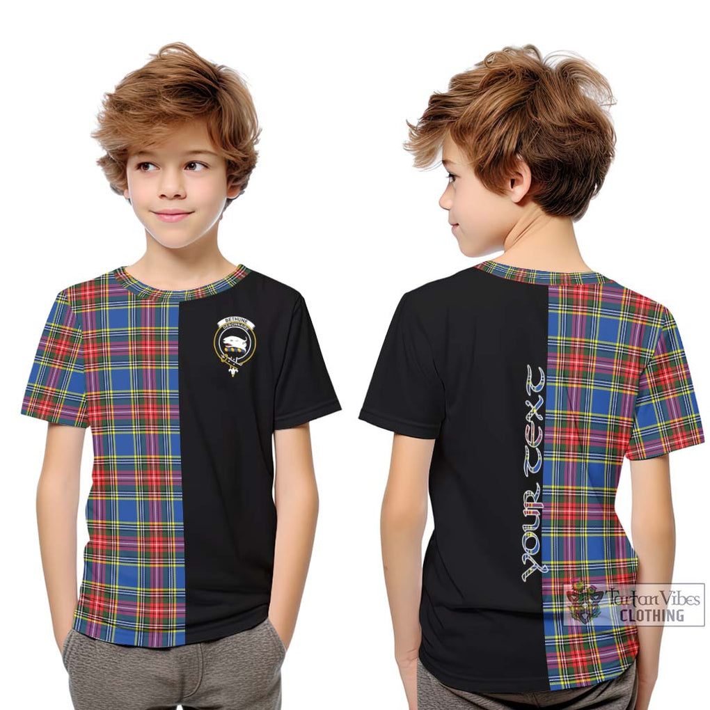 Bethune Tartan Kid T-Shirt with Family Crest and Half Of Me Style Youth XL Size14 - Tartanvibesclothing Shop