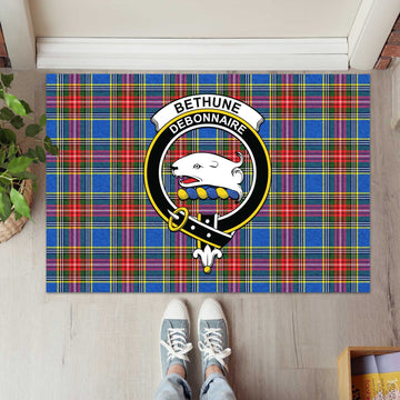 Bethune Tartan Rubber Doormat with Family Crest