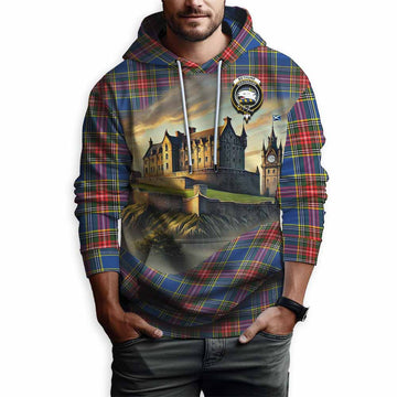 Bethune Tartan Family Crest Hoodie with Scottish Ancient Castle Style