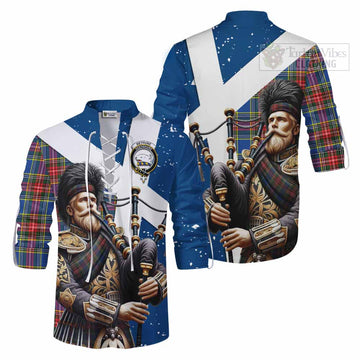 Tartan Vibes Clothing Bethune Tartan Ghillie Kilt Shirt with Family Crest Scottish Bagpiper Vibes