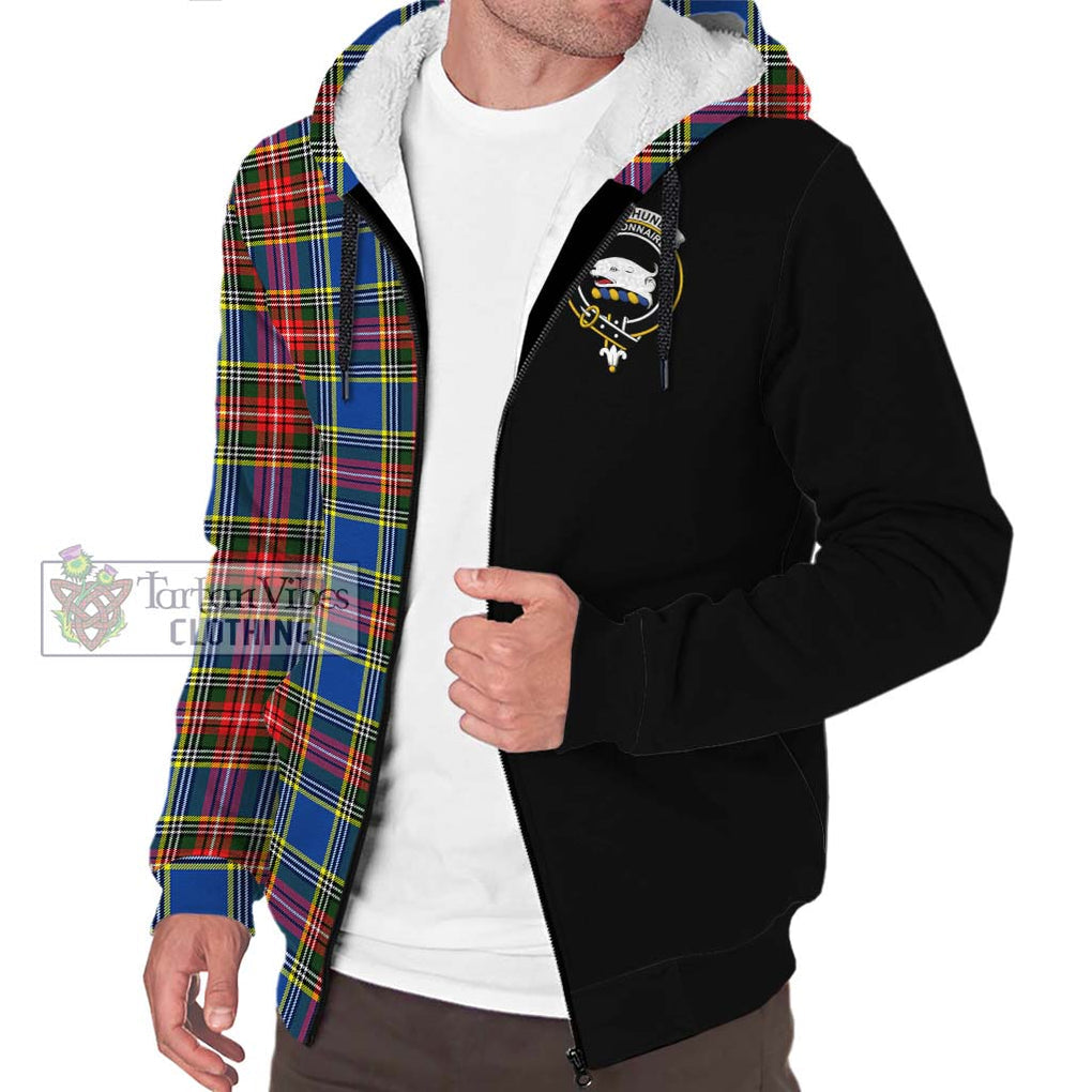 Bethune Tartan Sherpa Hoodie with Family Crest and Half Of Me Style Unisex S - Tartanvibesclothing Shop