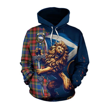 Bethune Tartan Family Crest Cotton Hoodie with Scottish Majestic Lion