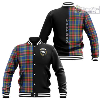 Bethune Tartan Baseball Jacket with Family Crest and Half Of Me Style Unisex - Tartanvibesclothing Shop