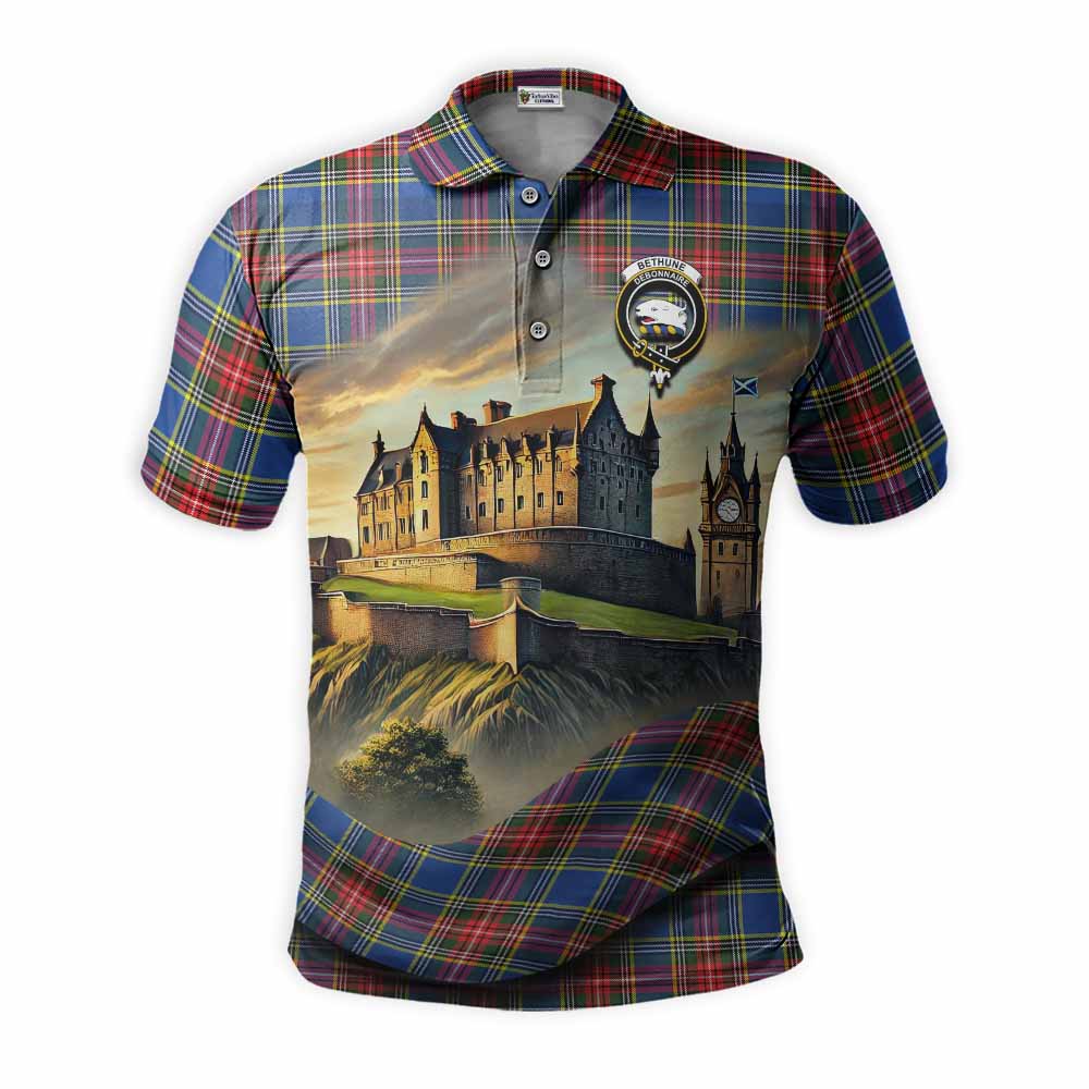 Tartan Vibes Clothing Bethune Tartan Family Crest Polo Shirt with Scottish Ancient Castle Stype