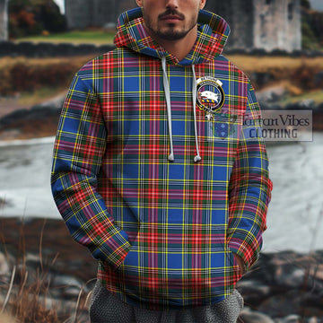 Bethune Tartan Cotton Hoodie with Family Crest Zip Hoodie - Tartan Vibes Clothing