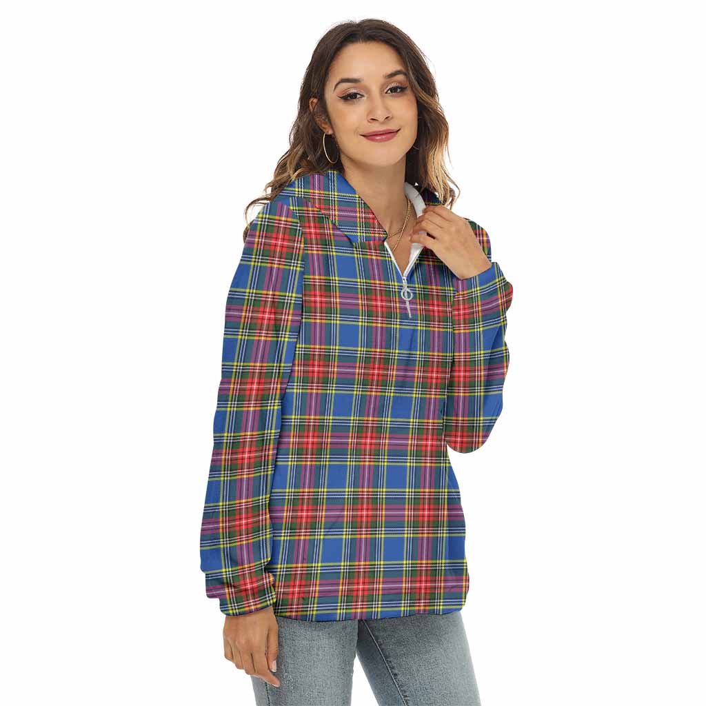 Tartan Vibes Clothing Bethune Tartan Women's Borg  Half Zip Fleece Hoodie