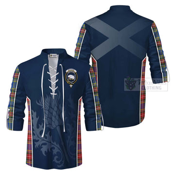 Tartan Vibes Clothing Bethune Tartan Ghillie Kilt Shirt with Family Crest and Scottish Thistle Vibes Sport Style