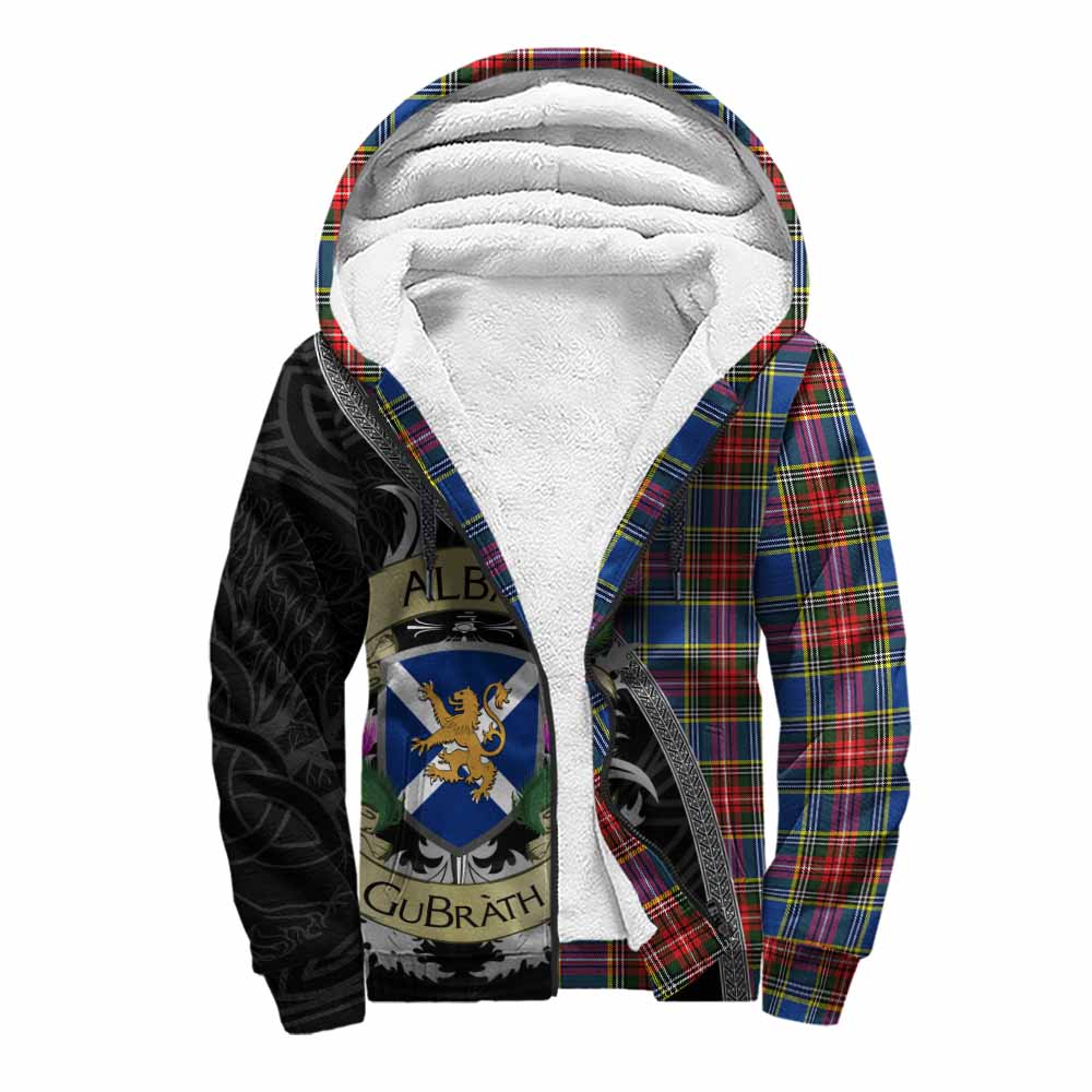 Tartan Vibes Clothing Bethune Tartan Family Crest Sherpa Hoodie Lion Rampant Royal Thistle Shield Celtic Inspired
