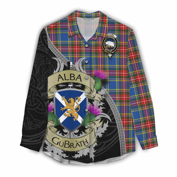 Bethune Tartan Family Crest Women's Casual Shirt Lion Rampant Royal Thistle Shield Celtic Inspired