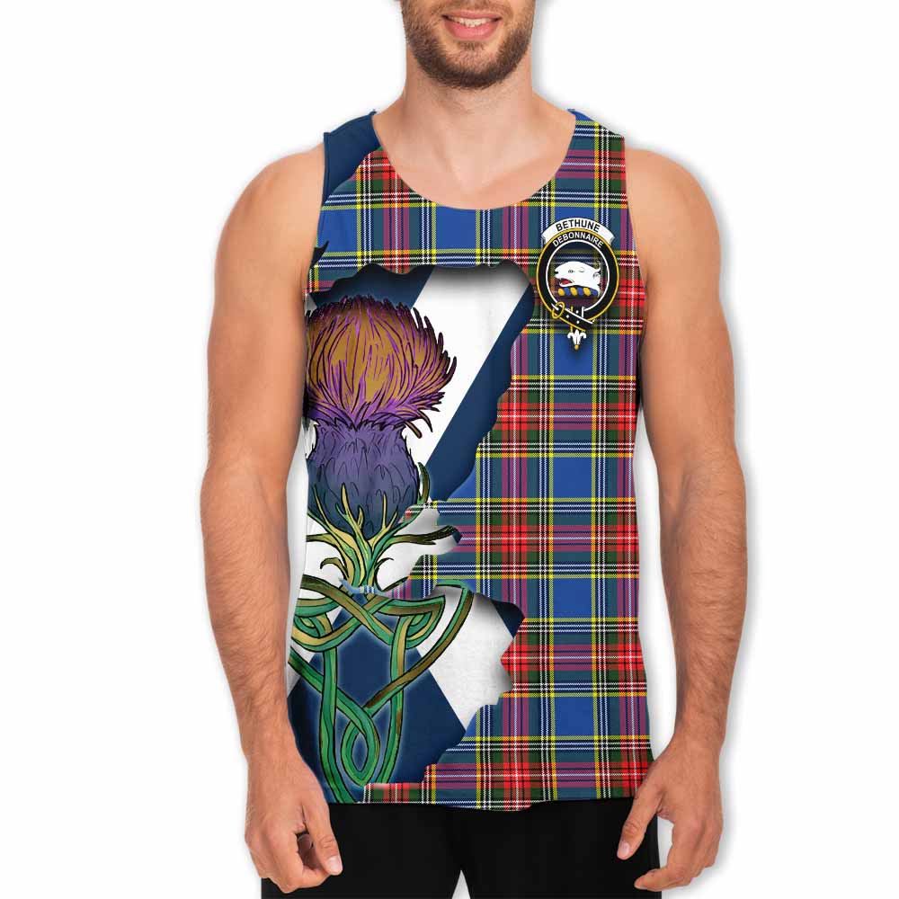 Tartan Vibes Clothing Bethune Tartan Family Crest Men's Tank Top Scottish Thistle Celtic Inspired
