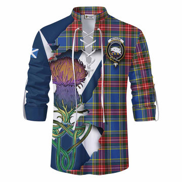 Tartan Vibes Clothing Bethune Tartan Family Crest Ghillie Kilt Shirt Scottish Thistle Celtic Inspired