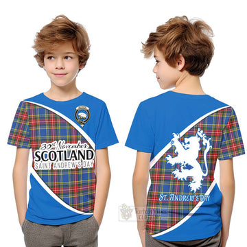 Tartan Vibes Clothing Bethune Family Crest Tartan Kid T-Shirt Celebrate Saint Andrew's Day in Style