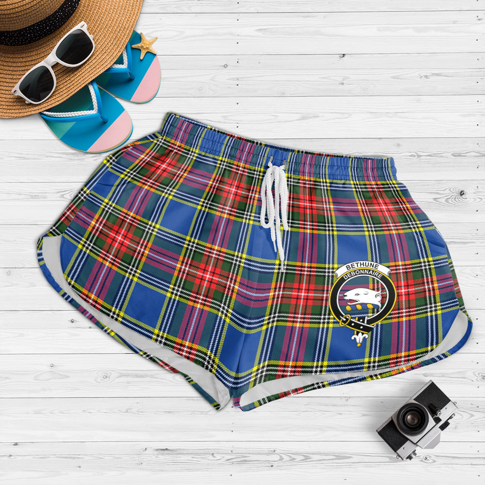 Bethune Tartan Womens Shorts with Family Crest - Tartanvibesclothing