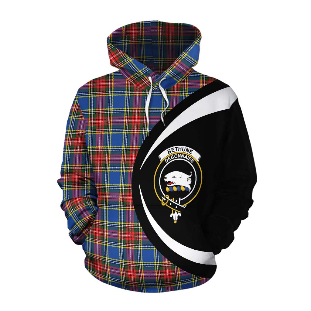 Tartan Vibes Clothing Bethune Tartan Cotton Hoodie with Family Crest Circle Style