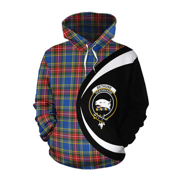 Tartan Vibes Clothing Bethune Tartan Cotton Hoodie with Family Crest Circle Style