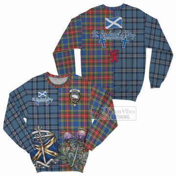 Tartan Vibes Clothing Bethune Tartan Sweatshirt Happy St. Andrew's Day Half Tartan Style