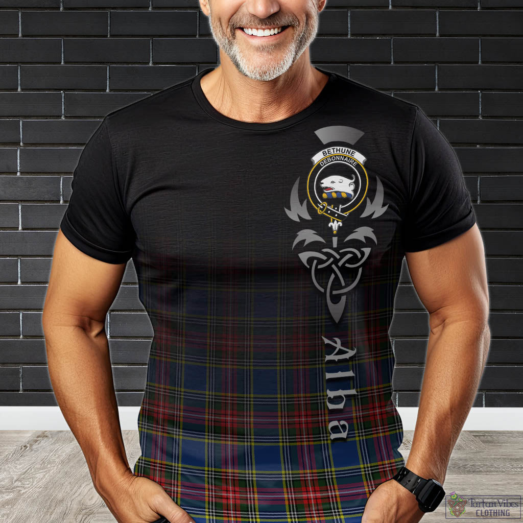 Tartan Vibes Clothing Bethune Tartan T-Shirt Featuring Alba Gu Brath Family Crest Celtic Inspired