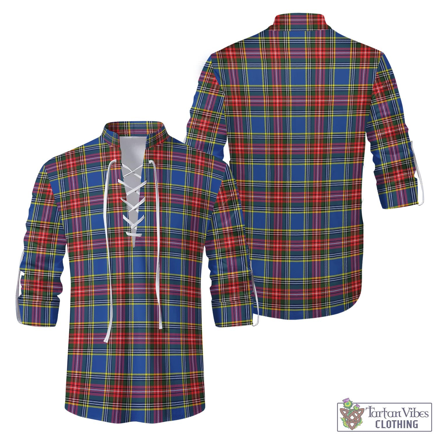 Tartan Vibes Clothing Bethune Tartan Men's Scottish Traditional Jacobite Ghillie Kilt Shirt