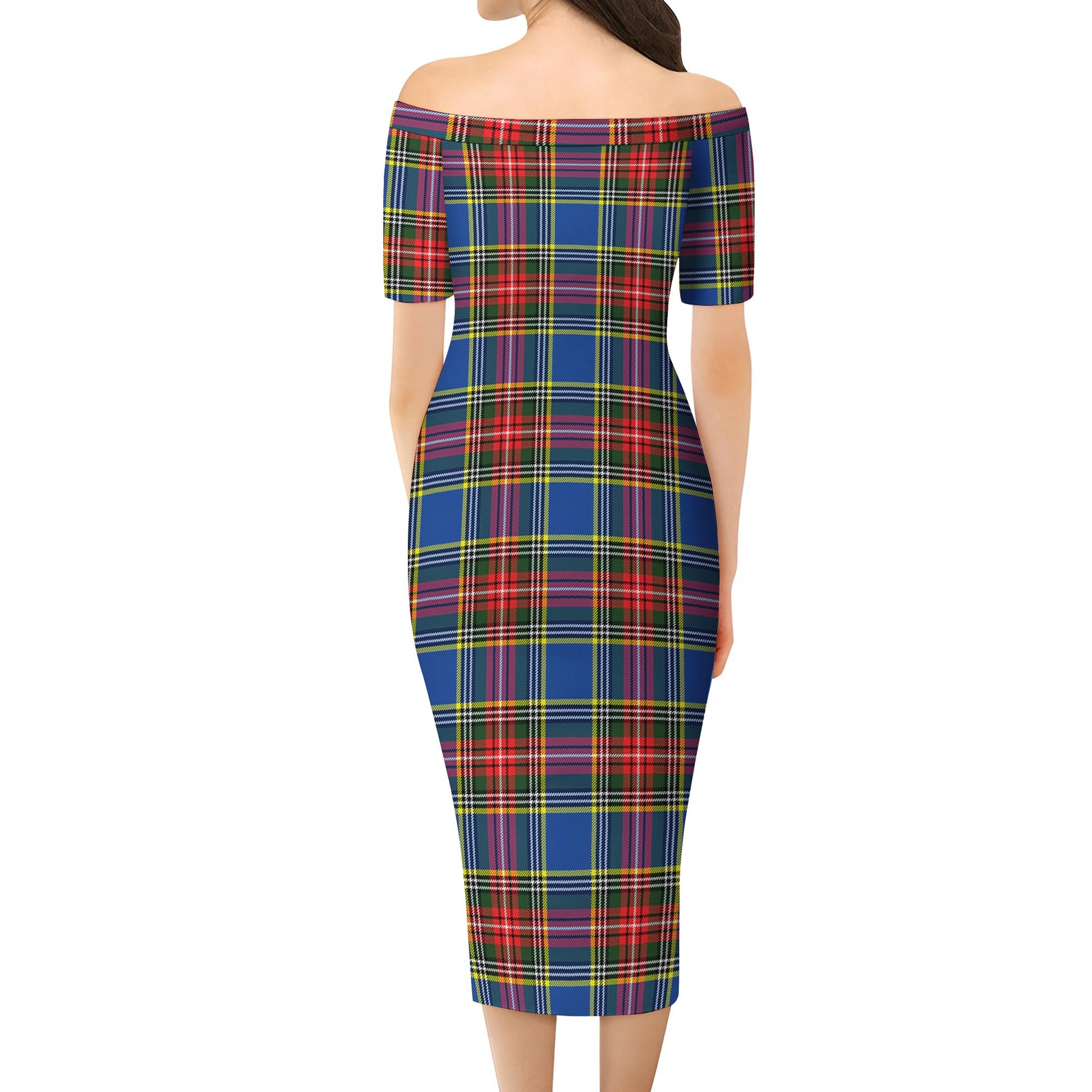 Bethune Tartan Off Shoulder Lady Dress - Tartanvibesclothing