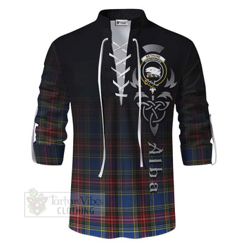 Tartan Vibes Clothing Bethune Tartan Ghillie Kilt Shirt Featuring Alba Gu Brath Family Crest Celtic Inspired