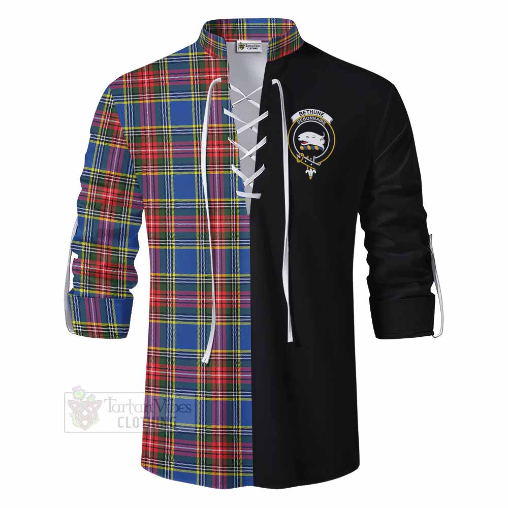 Tartan Vibes Clothing Bethune Tartan Ghillie Kilt Shirt with Family Crest and Half Of Me Style