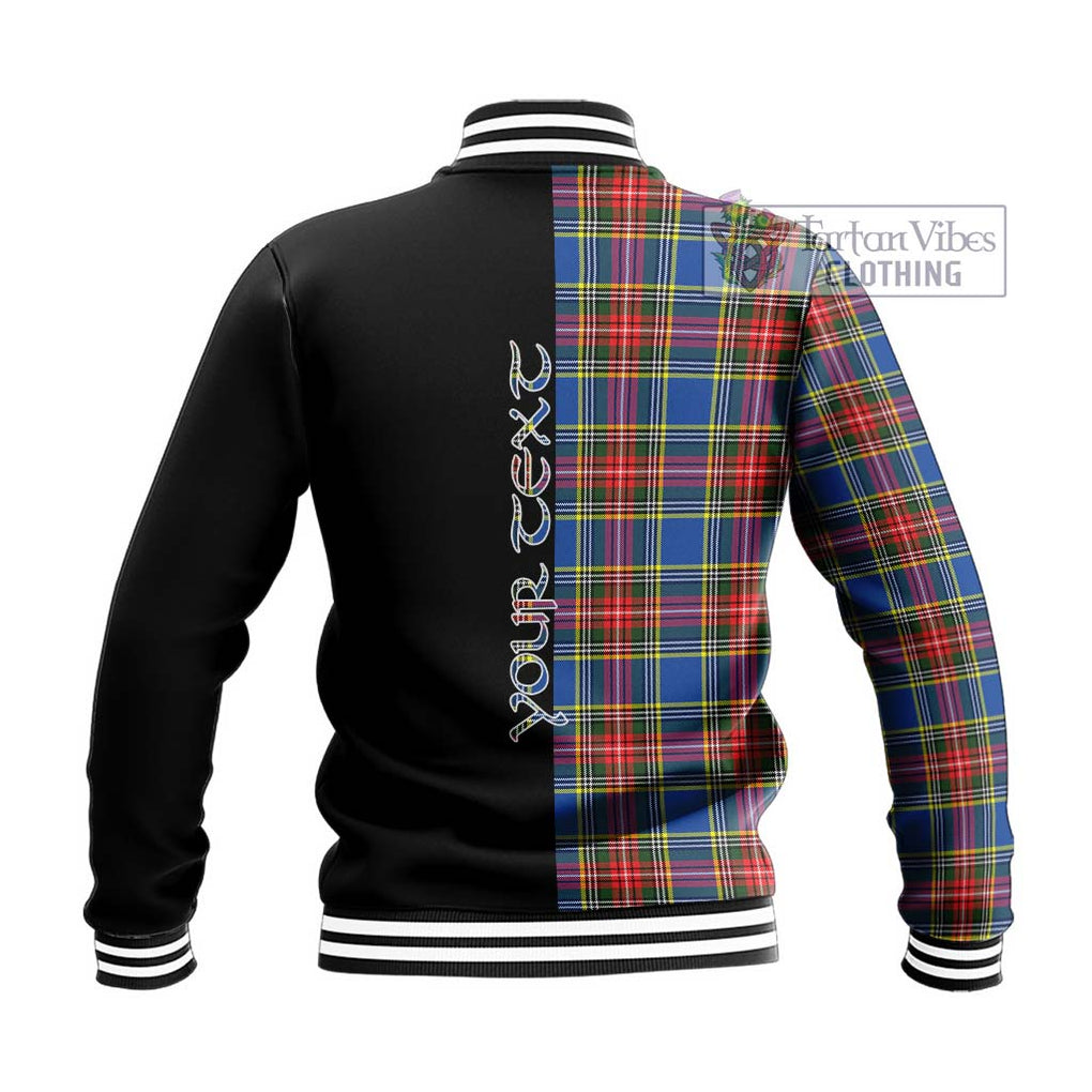 Bethune Tartan Baseball Jacket with Family Crest and Half Of Me Style - Tartanvibesclothing Shop