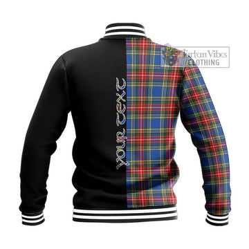 Bethune Tartan Baseball Jacket with Family Crest and Half Of Me Style - Tartanvibesclothing Shop