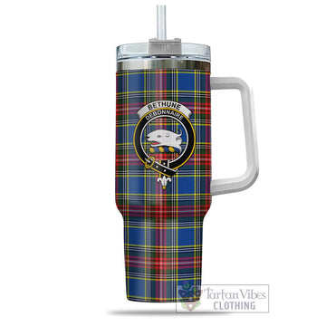 Bethune Tartan and Family Crest Tumbler with Handle
