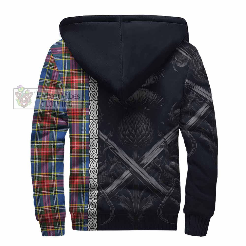 Tartan Vibes Clothing Bethune Tartan Sherpa Hoodie with Family Crest Cross Sword Thistle Celtic Vibes