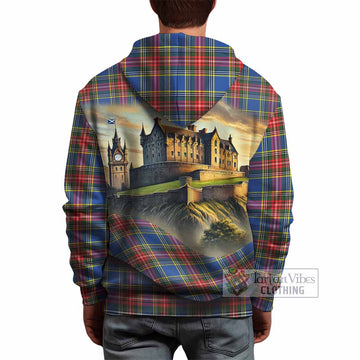 Bethune Tartan Family Crest Hoodie with Scottish Ancient Castle Style