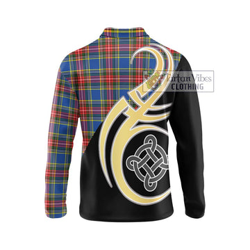 Bethune Tartan Long Sleeve Polo Shirt with Family Crest and Celtic Symbol Style - Tartan Vibes Clothing