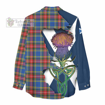 Bethune Tartan Family Crest Women's Casual Shirt Scottish Thistle Celtic Inspired