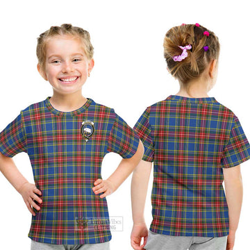 Bethune Tartan Kid T-Shirt with Family Crest - Tartanvibesclothing Shop