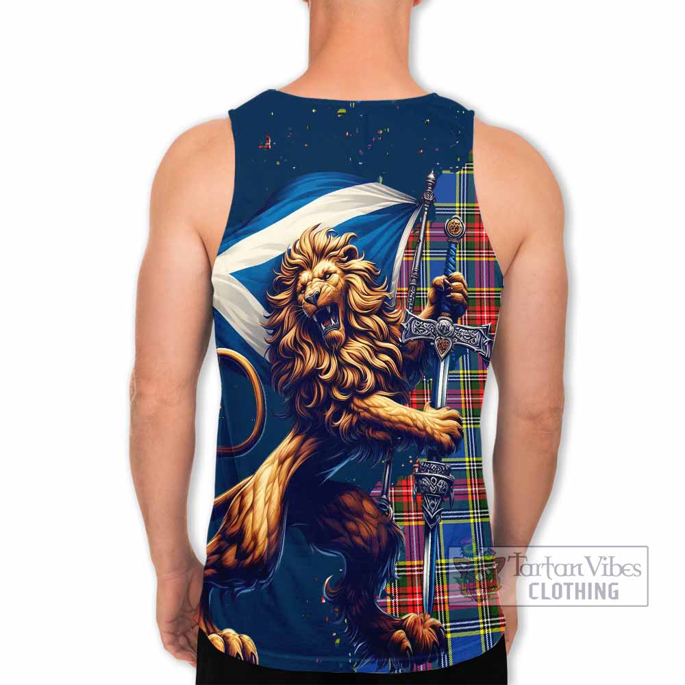 Tartan Vibes Clothing Bethune Tartan Family Crest Men's Tank Top with Scottish Majestic Lion