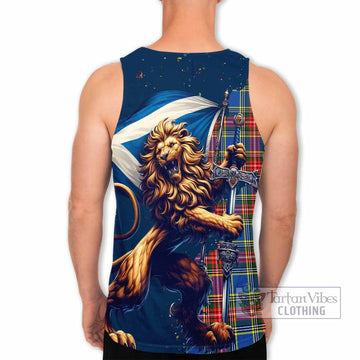 Tartan Vibes Clothing Bethune Tartan Family Crest Men's Tank Top with Scottish Majestic Lion