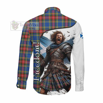 Bethune Crest Tartan Long Sleeve Button Shirt Inspired by the Freedom of Scottish Warrior