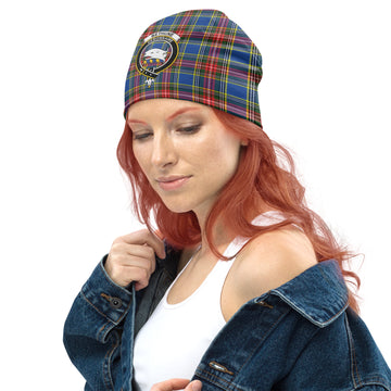 Bethune Tartan Beanies Hat with Family Crest
