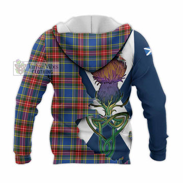 Bethune Tartan Family Crest Knitted Hoodie Scottish Thistle Celtic Inspired