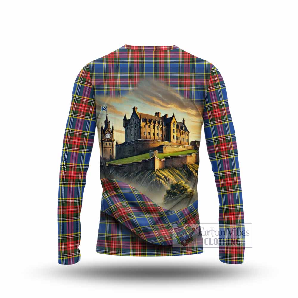 Tartan Vibes Clothing Bethune Tartan Family Crest Long Sleeve T-Shirt with Scottish Ancient Castle Style