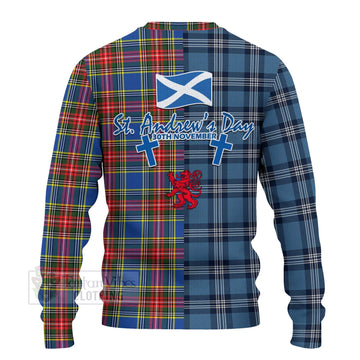 Tartan Vibes Clothing Bethune Tartan Knitted Sweater Happy St. Andrew's Day Half Tartan Style