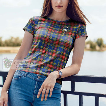 Bethune Tartan Cotton T-Shirt with Family Crest - Tartan Vibes Clothing