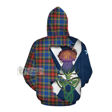 Bethune Tartan Family Crest Cotton Hoodie Scottish Thistle Celtic Inspired