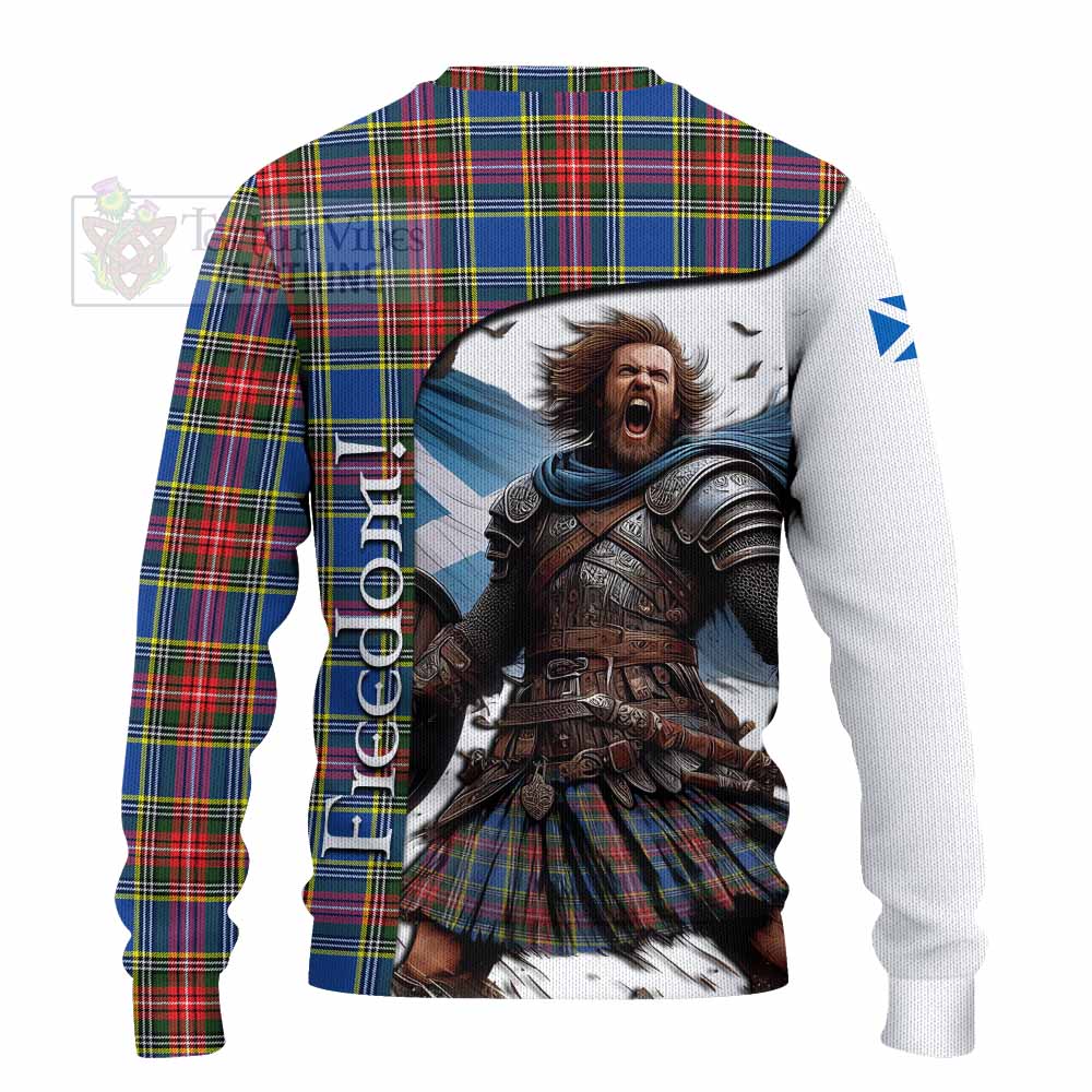 Tartan Vibes Clothing Bethune Crest Tartan Knitted Sweater Inspired by the Freedom of Scottish Warrior